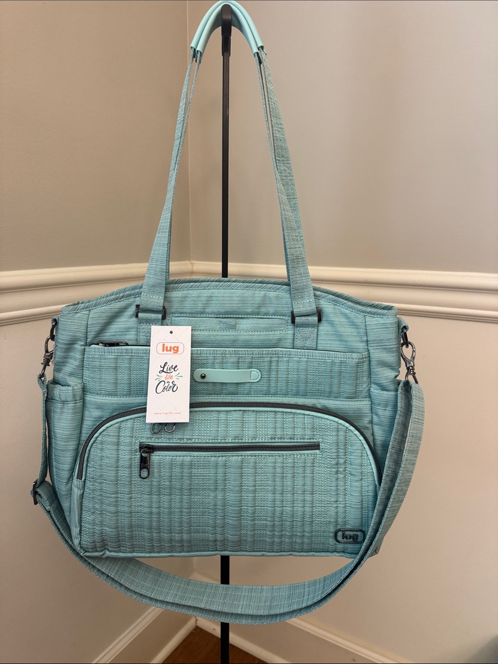 LUG top rated Brushed Aquamarine Windjammer Tote with Removable crossbody Strap